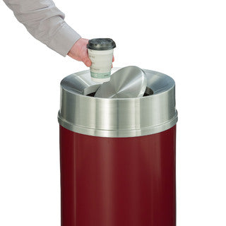 Glaro Mount Everest Designer Powder Coat Trash Can – Tip-Action Top, 12, 16 & 33 Gallon, Satin Aluminum Lid, Commercial Indoor Waste Receptacle (TA1232*SA, TA1533*SA, TA2035*SA)