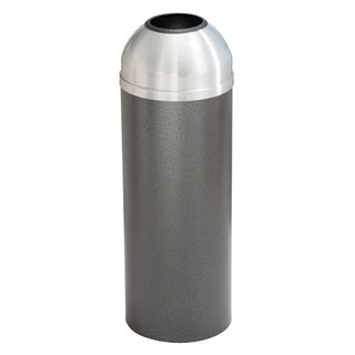 Glaro Mount Everest Designer Powder Coat Commercial Trash Can – Open Dome Top, 8, 12 & 16 Gallon, Satin Aluminum Lid, Indoor (T1230*SA, T1530*SA, T1536*SA)