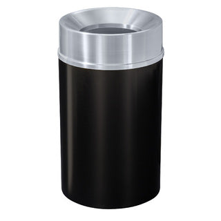 Glaro Mount Everest Designer Powder Coat Commercial Trash Can – Funnel Top, 6, 12, 16 & 33 Gallon, Satin Aluminum Lid, Indoor (F924*SA, F1232*SA, F1533*SA, F2035*SA)