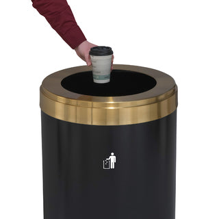 Glaro RecyclePro 1 Waste Receptacle, Large Opening, Choose Base Color, Satin Brass Lid,  Made in USA