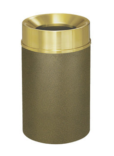 Glaro Mount Everest Designer Powder Coat Commercial Trash Can – Funnel Top, 6, 12, 16 & 33 Gallon, Satin Brass Lid, Indoor (F924*BE, F1232*BE, F1533*BE, F2035*BE)