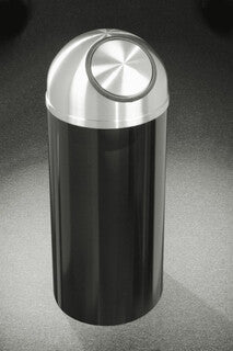 Glaro Mount Everest Designer Powder Coat Commercial Trash Can – Dome Top Self-Closing Lid, 8, 12 & 16 Gallon, Satin Aluminum Lid, Indoor (S1230*SA, S1530*SA, S1536*SA)