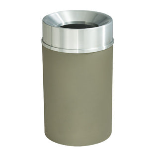 Glaro Mount Everest Designer Powder Coat Commercial Trash Can – Funnel Top, 6, 12, 16 & 33 Gallon, Satin Aluminum Lid, Indoor (F924*SA, F1232*SA, F1533*SA, F2035*SA)