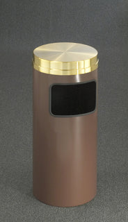 Glaro Mount Everest Designer Powder Coat Trash Can – Flat Top, 3, 10 & 17 Gallon, Satin Brass Lid, Commercial Indoor Waste Receptacle (C192*BE, C1566*BE, C2066*BE)