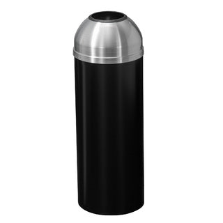 Glaro Mount Everest Designer Powder Coat Commercial Trash Can – Open Dome Top, 8, 12 & 16 Gallon, Satin Aluminum Lid, Indoor (T1230*SA, T1530*SA, T1536*SA)