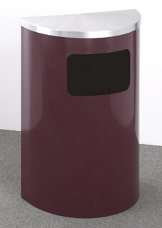 Glaro Profile Series 18" Half-Round Commercial Trash Can – 6.5" x 10" Side Opening with Hinged Lid, 6 Gallon, Indoor (1893SA, 1893BE, 1893**, 1893*SA, 1893*BE)