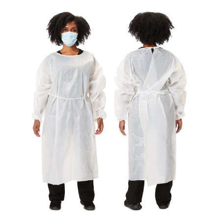 Protective Procedure Gown One Size Fits Most White NonSterile Disposable