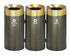Glaro RecyclePro Deluxe 3-Unit Modular Recycling Station – 48 Gallon with Satin Brass Lids & Custom Base | Made in USA