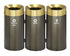 Glaro RecyclePro Deluxe Connected Recycling Stations with Removable Inner Liners with Satin Brass Lid