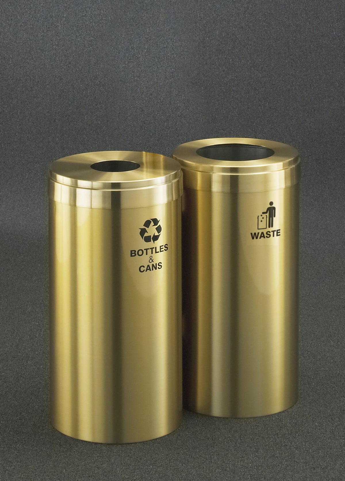 Glaro RecyclePro Value Connected 2-Unit Modular Recycling Station – 23 Gallon each with Satin Brass Finish | Made in USA | Liner Not Included
