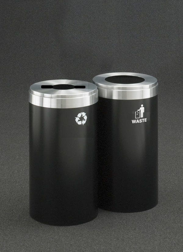 Glaro RecyclePro Value Connected Recycling Stations, Designer Color Base with Satin Aluminum Lid, 23 gallons each