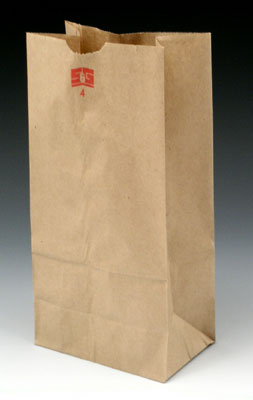 5" x 3-1/8" x 9-5/8" Kraft Grocery Paper Bag