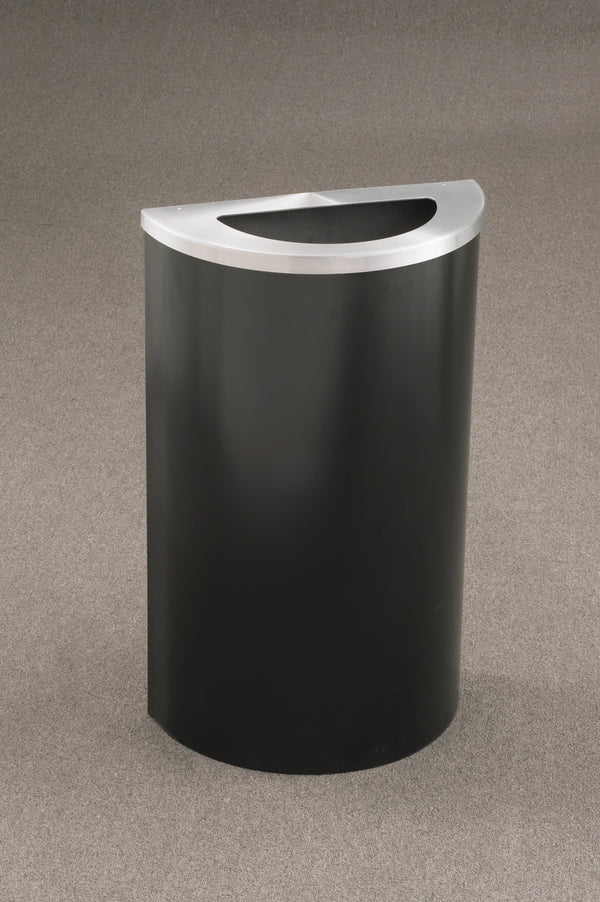 Glaro 18” Half Round Receptacles with Hinged Lids and Plastic Inner Liner, Satin Aluminum Lid