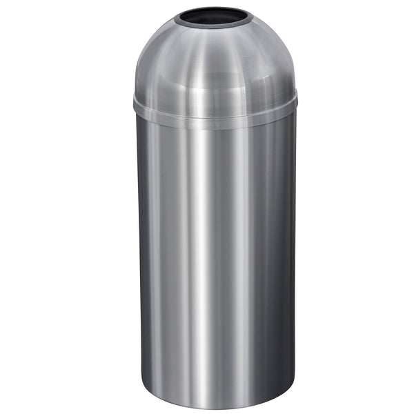 Glaro Waste Receptacle - Satin Aluminum - Open Dome Top