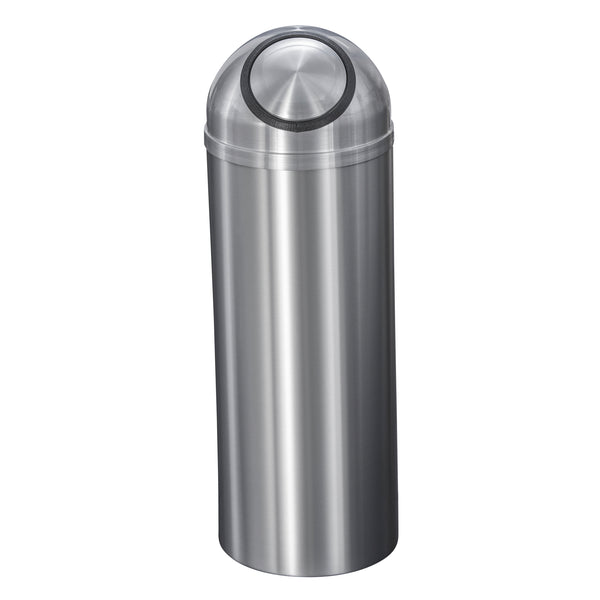 Glaro Waste Receptacle - Satin Aluminum - Dome Top