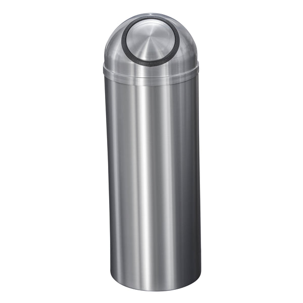Glaro Waste Receptacle – Self-Closing Dome Top | Satin Aluminum Finish | Made in USA