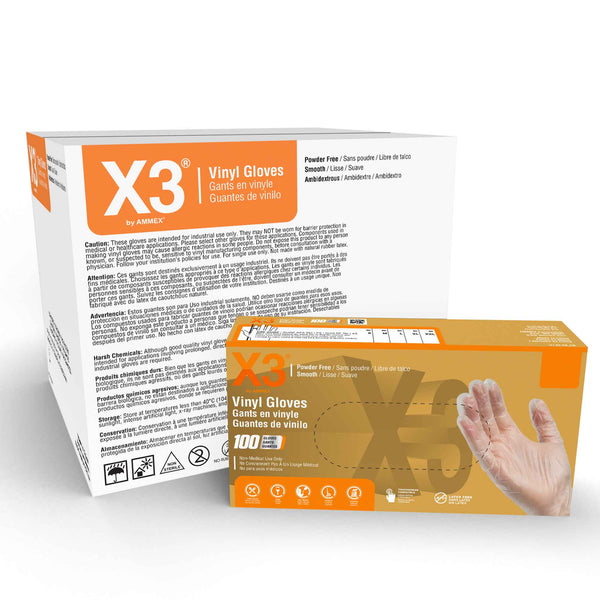 AMMEX GPX3 Clear Vinyl Industrial Latex Free Disposable Gloves (Case of 1000)