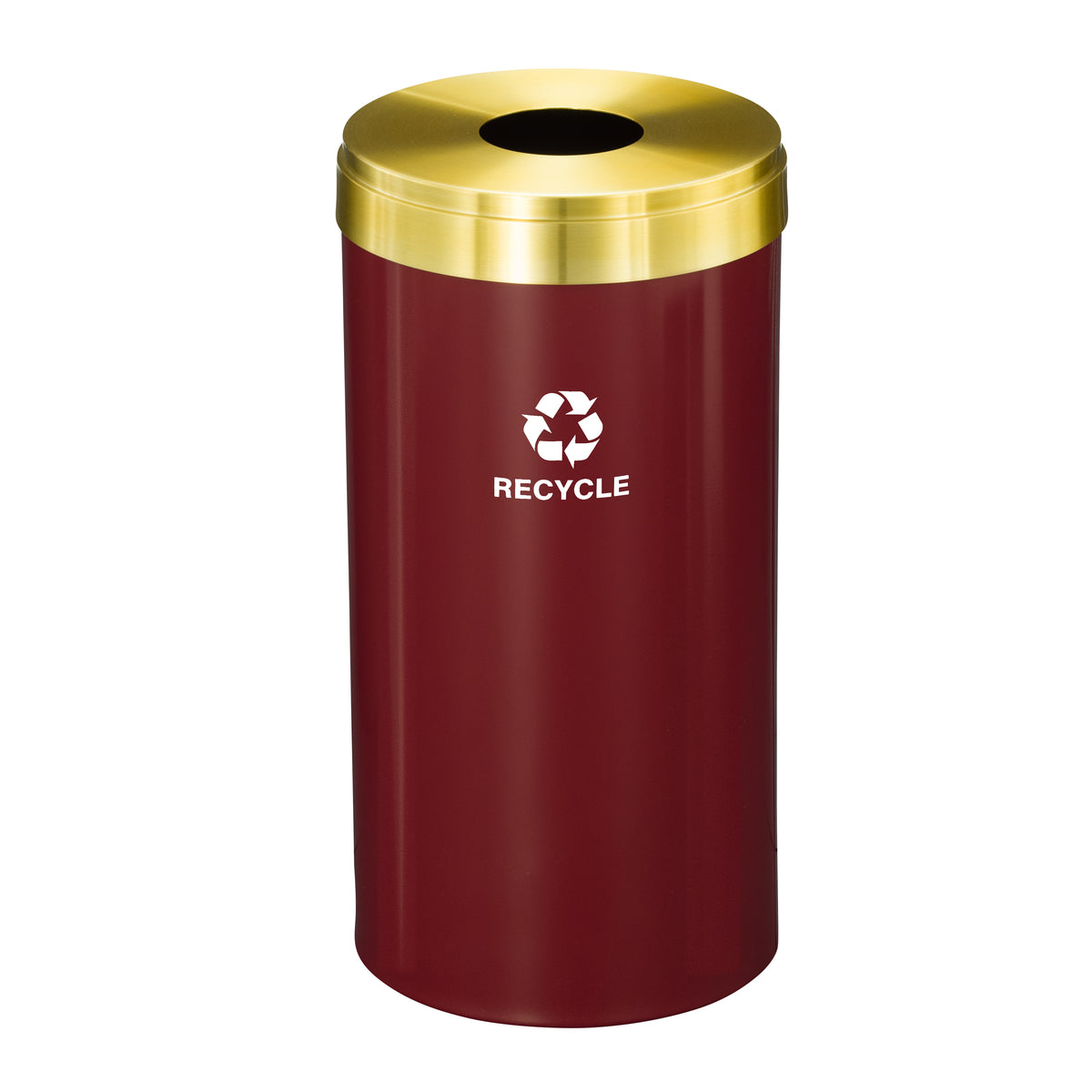 Glaro RecyclePro Value Recycling Receptacle – Bottles & Cans Opening with Satin Brass Lid & Designer Color Base | Choose Size | Made in USA