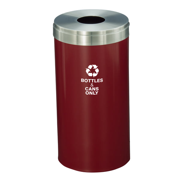 Glaro RecyclePro Value Series with Single Purpose Opening for BOTTLES, CANS, ETC. Designer colored base with Satin Aluminium Top