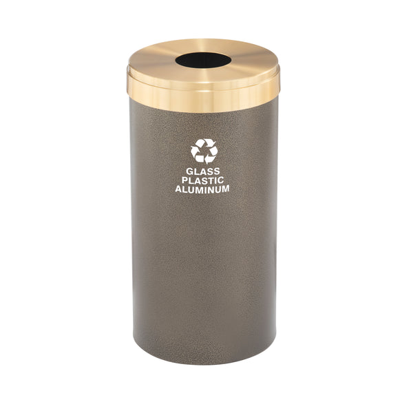 Glaro RecyclePro Value Series with Single Purpose Opening for BOTTLES, CANS, ETC. Designer colored base with Satin Brass Top