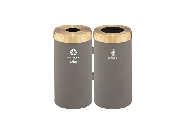 Glaro RecyclePro Value Connected Recycling Stations, Designer Color Base with Satin Brass Lid, 23 gallons each