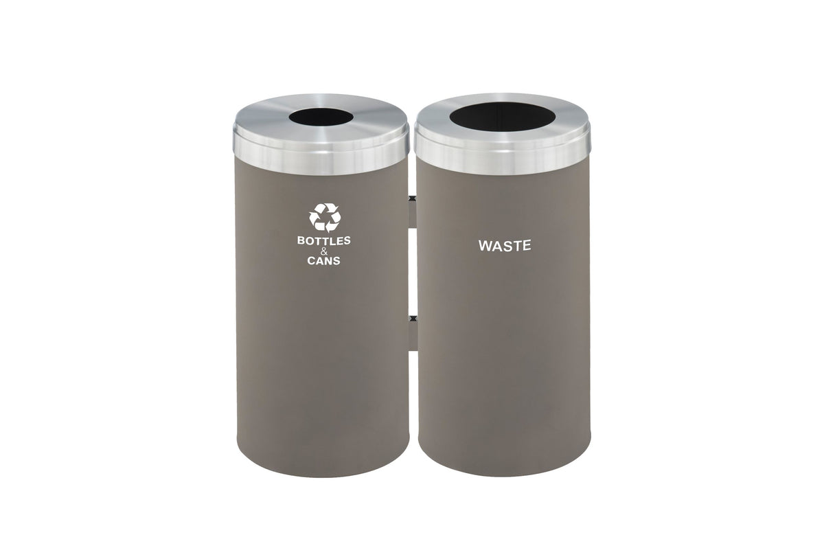Glaro RecyclePro Value Connected, 2-Unit Modular Recycling Station – 23 Gallons each with Satin Aluminum Lids & Designer Color Base | Made in USA | Liner Not Included