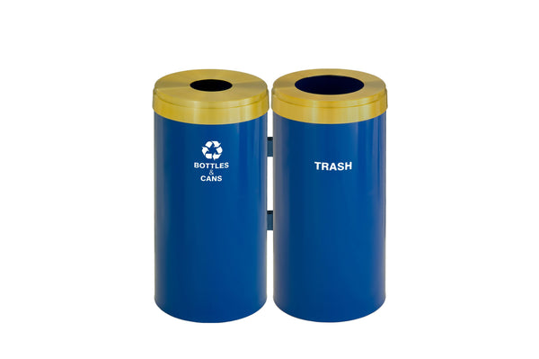 Glaro RecyclePro Value Connected Recycling Stations, Designer Color Base with Satin Brass Lid, 23 gallons each