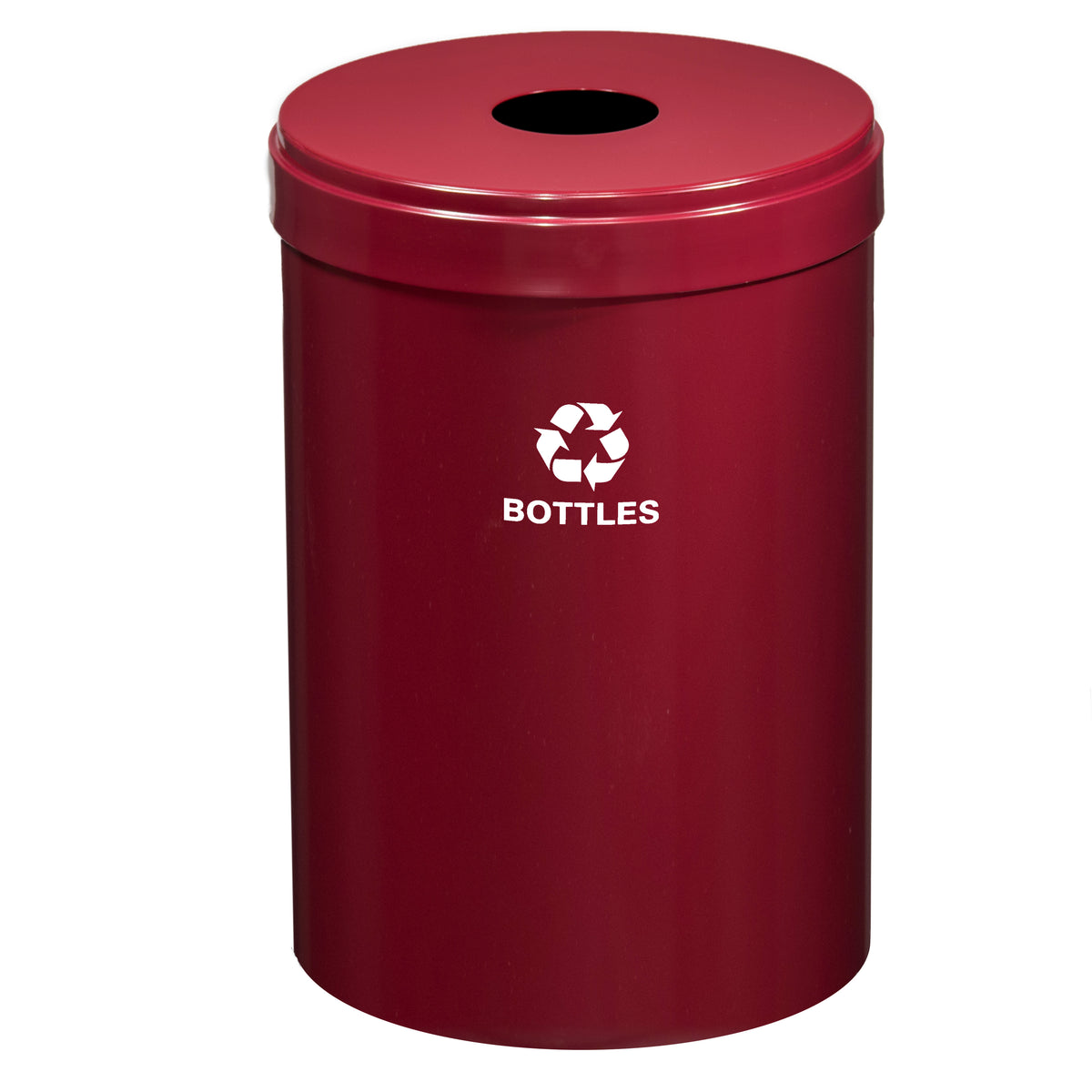 Glaro RecyclePro Value Bottles & Cans Bin – Round Opening with Matching Lid | Designer Colors | 15–41 Gallons | Made in USA