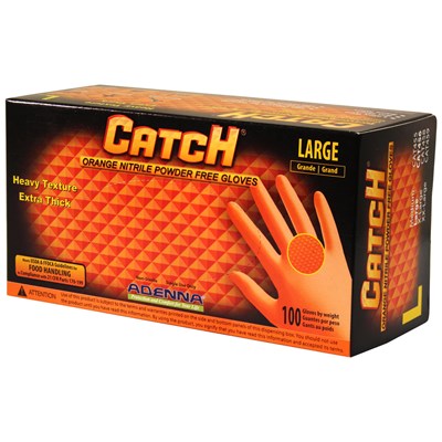 Orange Max-Grip Tread Ribbed Nitrile Gloves