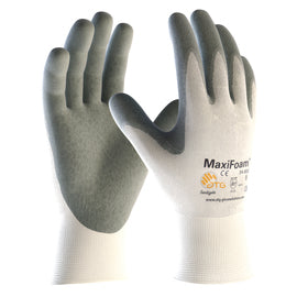 PIP® MaxiFoam® By ATG® Gray Nitrile Palm And Finger Coated Work Gloves With Nylon Liner And Continuous Knit Wrist