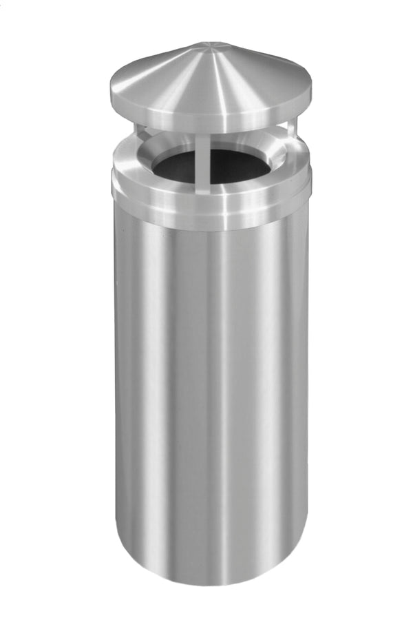 Glaro Waste Receptacle - Satin Aluminum - Canopy Funnel Top
