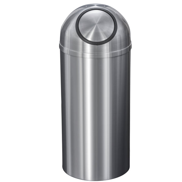 Glaro Waste Receptacle – Self-Closing Dome Top | Satin Aluminum Finish | Made in USA
