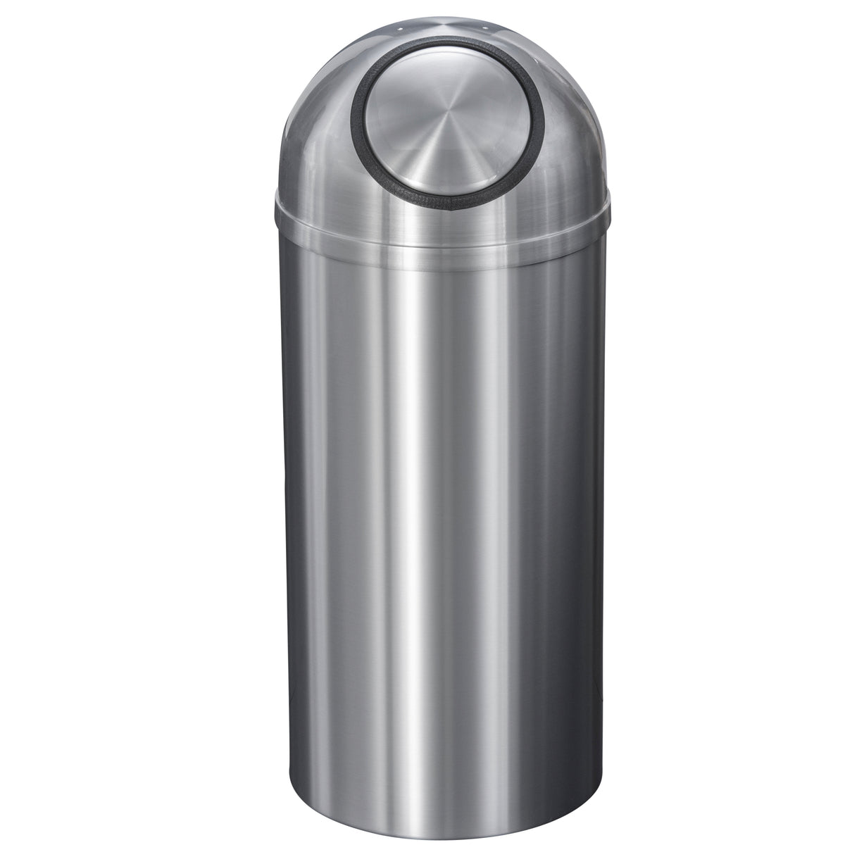 Glaro Waste Receptacle – Self-Closing Dome Top | Satin Aluminum Finish | Made in USA