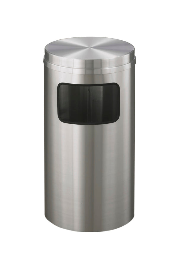 Glaro Waste Receptacle – Flat Top Side Opening | Satin Aluminum | 10 Gallon | Made in USA