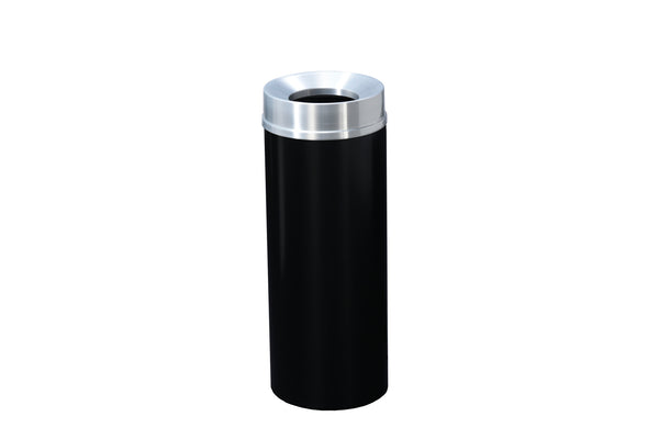 Glaro “Mount Everest” Waste Receptacle – Funnel Opening | Satin Black & Satin Aluminum | Made in USA