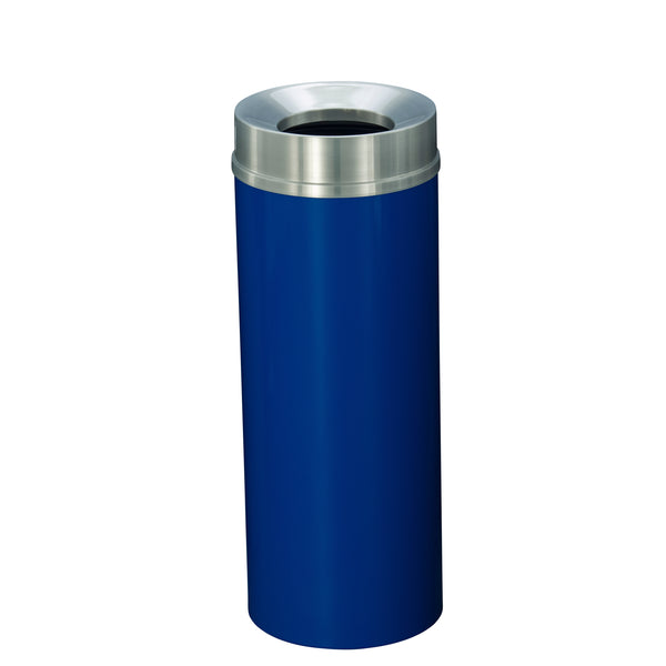 Glaro “Mount Everest” Waste Receptacle – Funnel Opening | Blue & Satin Aluminum | Made in USA