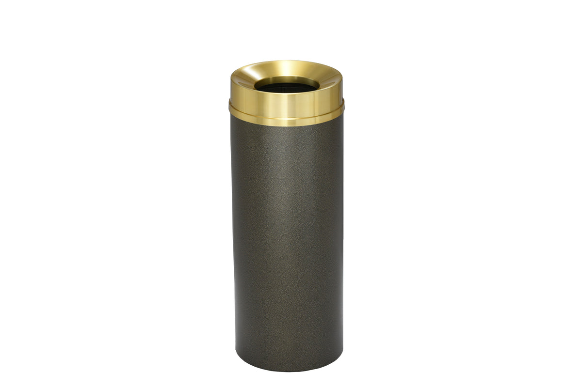 Glaro “Mount Everest” Waste Receptacle – Funnel Opening | Made in USA | Satin Brass Lid