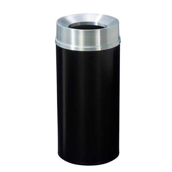 Glaro “Mount Everest” Waste Receptacle – Funnel Opening | Satin Black & Satin Aluminum | Made in USA