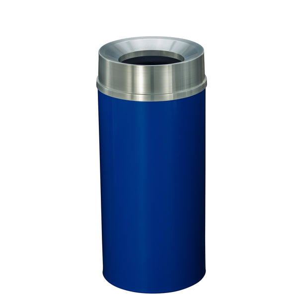 Glaro “Mount Everest” Waste Receptacle – Funnel Opening | Blue & Satin Aluminum | Made in USA