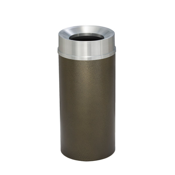 Glaro “Mount Everest” Waste Receptacle – Funnel Opening | Bronze Vein & Satin Aluminum | Made in USA