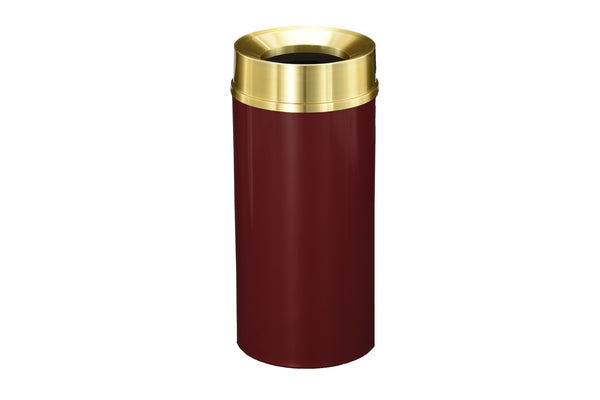 Glaro “Mount Everest” Waste Receptacle – Funnel Opening | Burgundy & Satin Brass | Made in USA