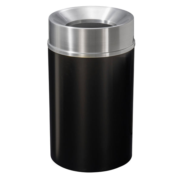 Glaro “Mount Everest” Waste Receptacle – Funnel Opening | Satin Black & Satin Aluminum | Made in USA