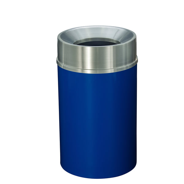 Glaro “Mount Everest” Waste Receptacle – Funnel Opening | Blue & Satin Aluminum | Made in USA