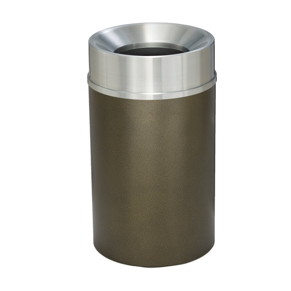 Glaro “Mount Everest” Waste Receptacle – Funnel Opening | Bronze Vein & Satin Aluminum | Made in USA
