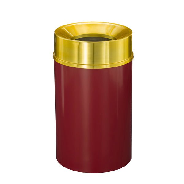 Glaro “Mount Everest” Waste Receptacle – Funnel Opening | Burgundy & Satin Brass | Made in USA