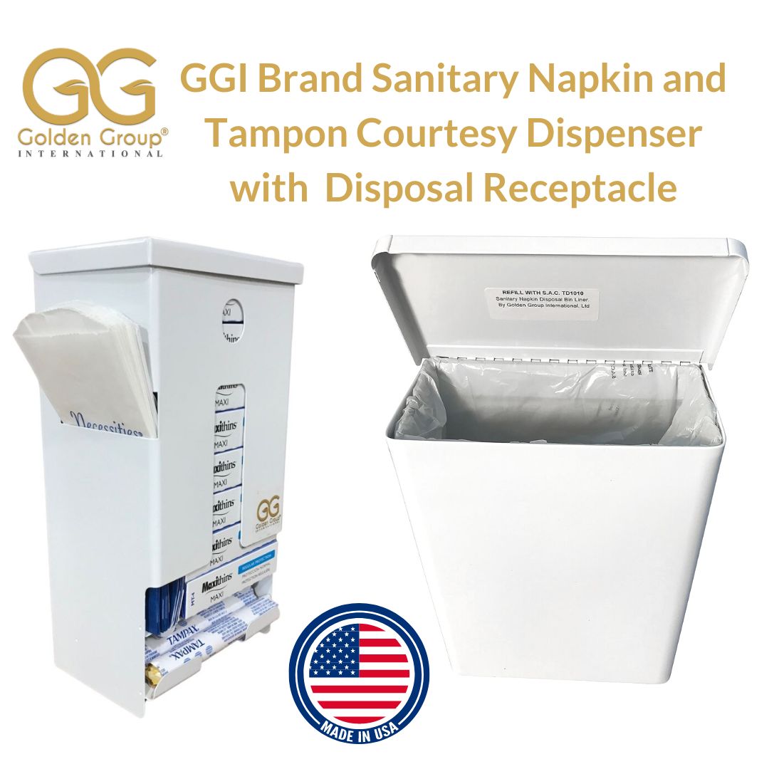 TS7100 Menstrual Hygiene Courtesy Dispenser & Disposal Set – Pre-Filled, ADA Compliant, Made in USA