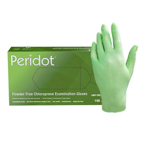 Peridot™ Chloroprene Powder Free Exam Gloves, 3 mil, Lime Green (GL-CR104GF)