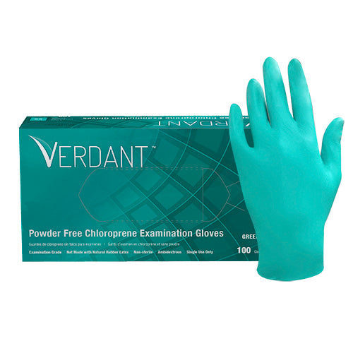 Verdant™ Chloroprene Powder Free Exam Gloves, 4 mil, Green (GL-CR106GF)