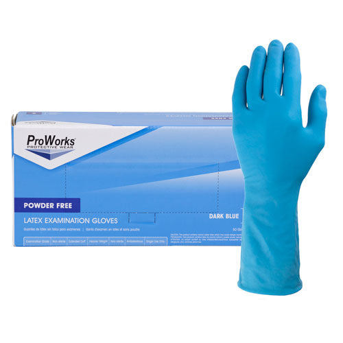 ProWorks High Risk Latex Exam Gloves, 13 mil - Powder Free - Blue (GL-L113F)