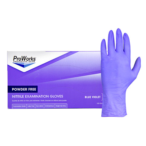 ProWorks Blue Violet Nitrile Powder Free Exam Gloves, 2.5 mil (GL-N130F)